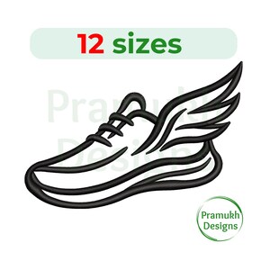 Running Shoe embroidery design (2–7.5 inch) – Machine Embroidery, Instant Download Digital File