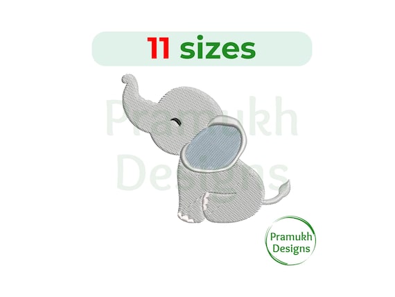 Baby Elephant Embroidery Design (2.5–7.5 inch) – Mini Silhouette, Fill Stitch, Machine Embroidery, Instant Download Digital File