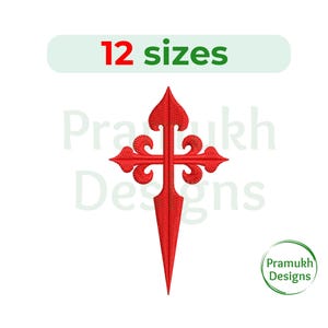 Diseño de bordado de la cruz de Santiago. Mini cruz. Punto de cruz. Diseño de bordado a máquina. Silueta de cruz. Diseño de la Orden de Santiago.