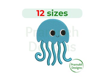 Jellyfish Embroidery Design (2–7.5 inch) – Mini Jellyfish Silhouette, Insect Design, Filled Stitch, Instant Download