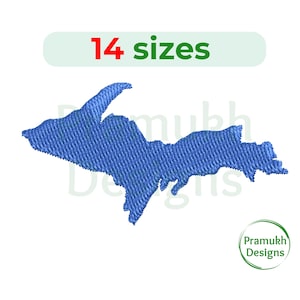Michigan Upper Peninsula Embroidery Design. Machine Embroidery. Michigan Filled Stitch. State Design. Michigan Silhouette. US States design