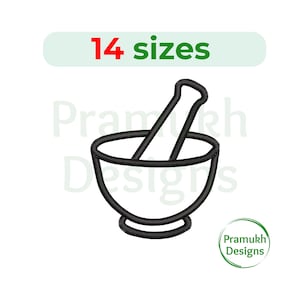 Mortel och stöt broderidesign (1–7,5 tum) – Minimortel, maskinbroderi, digital fil som kan laddas ner direkt