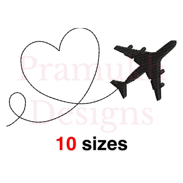 Airplane Embroidery Design.  Flight Travel Embroidery Design. Mini Airplane Embroidery. Airplane Fill Design. Airplane Silhouette.