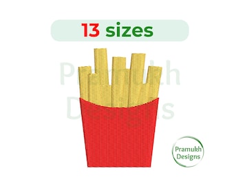French Fries Embroidery Design (1–4 inch) – Mini French Fries, Silhouette, Machine Embroidery, Instant Download Digital File