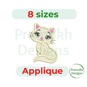 Cat Girl Applique Embroidery Design (4–7.5 inch) – Kitty Cat & Girl Cat Applique, Machine Embroidery Design, Instant Download