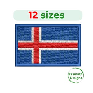 Iceland Flag Embroidery Design. Iceland Flag mini. Iceland Flag Silhouette. Machine Embroidery Design. Flag Embroidery.