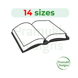 Puede incluir: Esquema en blanco y negro de un libro abierto con 14 tamaños disponibles.