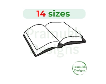 Open Book Embroidery Design (1–7.5 inch) – Mini Open Book, Machine Embroidery, Instant Download Digital File