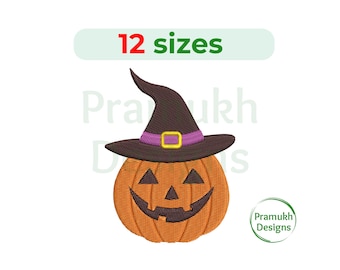 Jack O’ Lantern Embroidery Design (2–7.5 inch) – Mini Pumpkin, Fill Stitch, Machine Embroidery, Instant Download Digital File