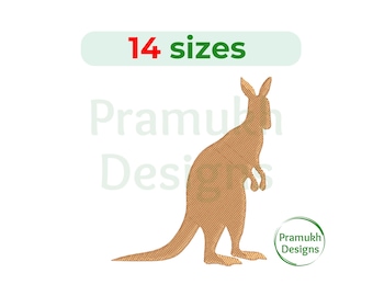 Kangaroo Embroidery Design (1–7.5 inch) – Mini Kangaroo Silhouette, Animal Embroidery, Filled Stitch, Instant Download