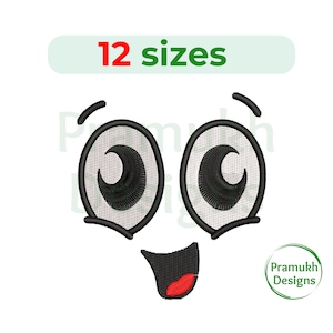 Smiley Cartoon Face Embroidery Design. Cartoon Face embroidery. Cartoon Machine Embroidery Design. Face Embroidery. Cartoon Design.