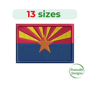 Arizona Flag Embroidery Design (1.5–7.5 inch) – Mini Arizona, Machine Embroidery, Instant Download Digital File