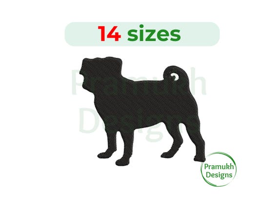 Pug Machine Embroidery Design Inch) – Mini Pug Silhouette - Main Image