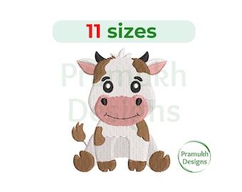Baby Cow Embroidery design. Animal Embroidery. Mini Cow. Cow design. Farm Embroidery. Machine Embroidery Design. Kids Embroidery.
