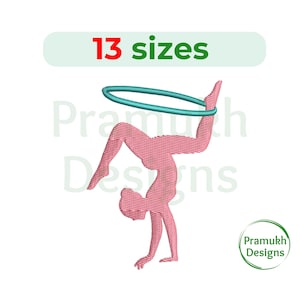Gymnast Girl Embroidery Design (2.5–7.5 inch) – Jump Pose, Gymnastics, Flexibility, Machine Embroidery, Instant Download Digital File