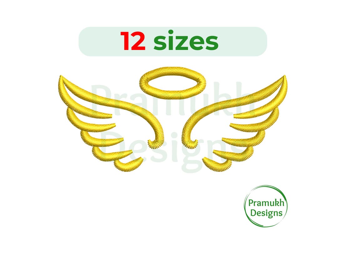 Angel Wings Embroidery Design (2–7.5 Inch) – Mini Angel Wings, Machine ...