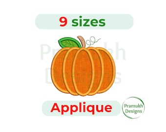 Pumpkin Applique Embroidery Design (3.5–7.5 inch) – Halloween Pumpkin Mini Applique, Machine Embroidery Pattern, Instant Download