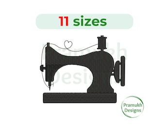 Sewing Machine Embroidery Design (2.5–7.5 inch) – Mini Sewing Machine, Fill Stitch, Silhouette, Instant Download Digital File