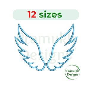 Wings Embroidery Design (2–7.5 inch) – Mini Wings, Angel Wings Silhouette, Machine Embroidery, Instant Download Digital File