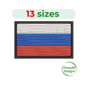 Diseño de bordado de la bandera rusa (3,8 a 19 cm): mini bandera rusa, bordado a máquina, descarga instantánea de archivo digital