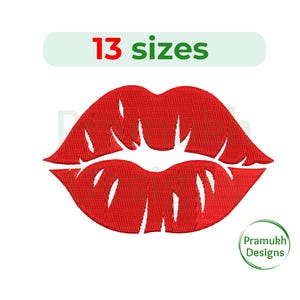 Peut inclure: Conception de lèvres de baiser brodées en rouge, disponible en 13 tailles.