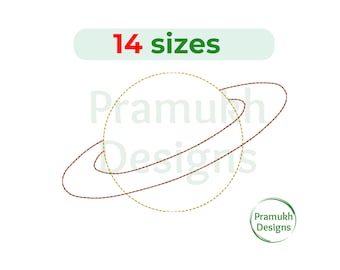 Saturn Embroidery Design (1–7.5 inch) – Mini Saturn, Machine Embroidery, Instant Download Digital File
