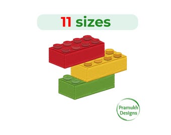 Building Blocks Embroidery Design (2.5–7.5 inch) – Mini Building Blocks, Silhouette, Machine Embroidery, Kids, Instant Download Digital File