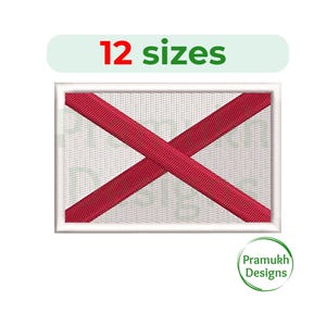 Alabama Flag Embroidery Design (2–7.5 inch) – Mini State Silhouette, Machine Embroidery, Instant Download Digital File