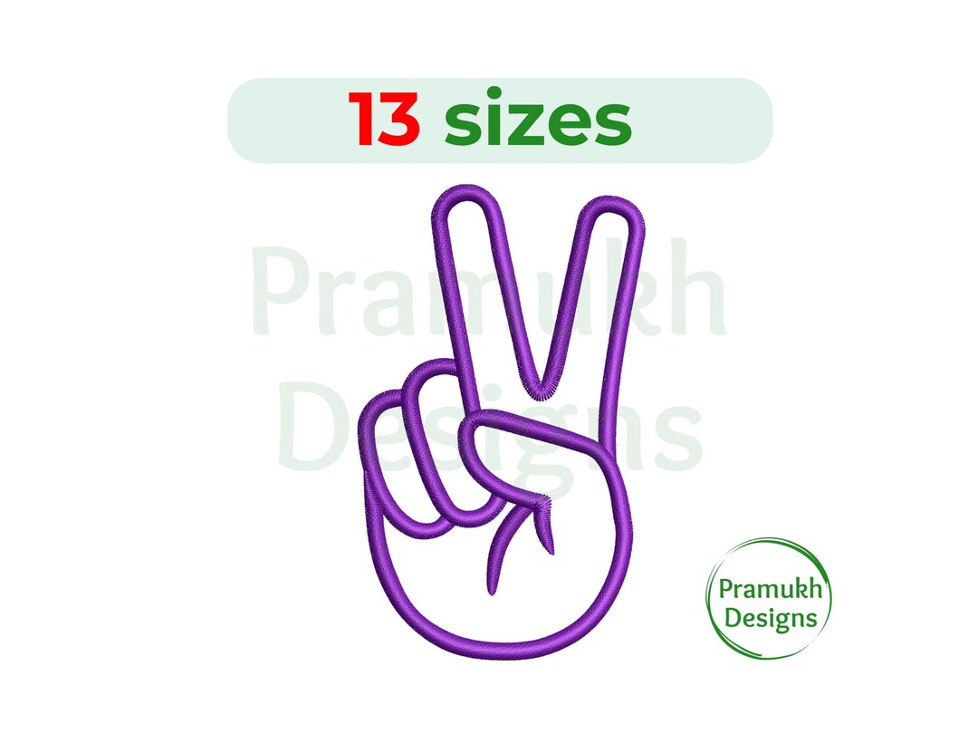 Victory Sign Embroidery Design. V Sign Design. Machine Embroidery ...