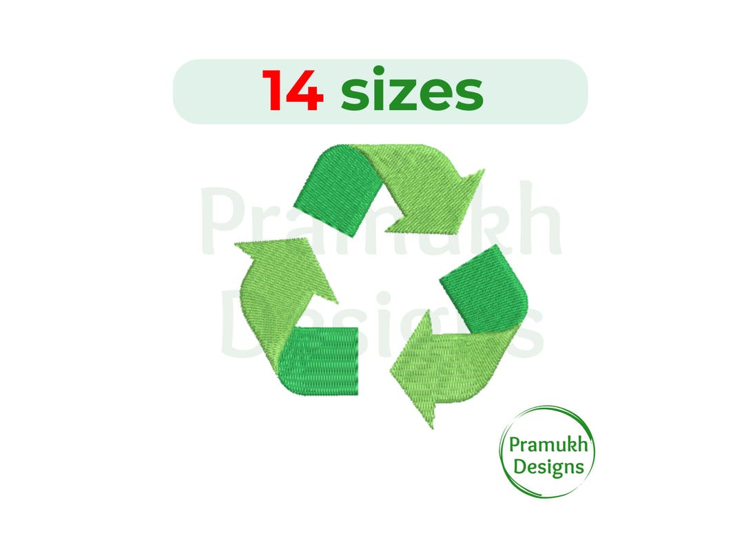 Recycling Symbol Embroidery Design (1–7.5 Inch) – Mini Recycling ...
