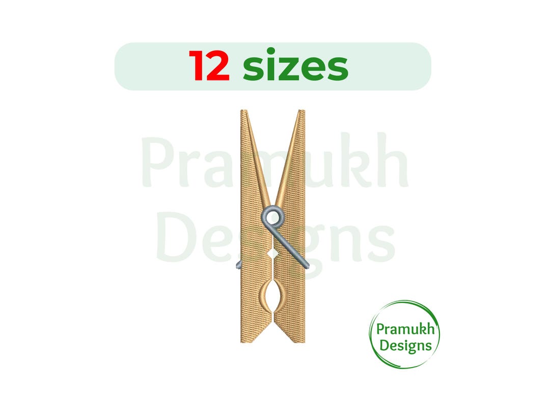 Clothespin Embroidery Design (2–7.5 Inch) – Clothes Embroidery, Machine ...