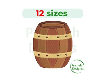 Disegno da ricamo a forma di barile di liquore (2–7,5 pollici) – Mini barile di liquore, ricamo a macchina, file digitale scaricabile immediatamente