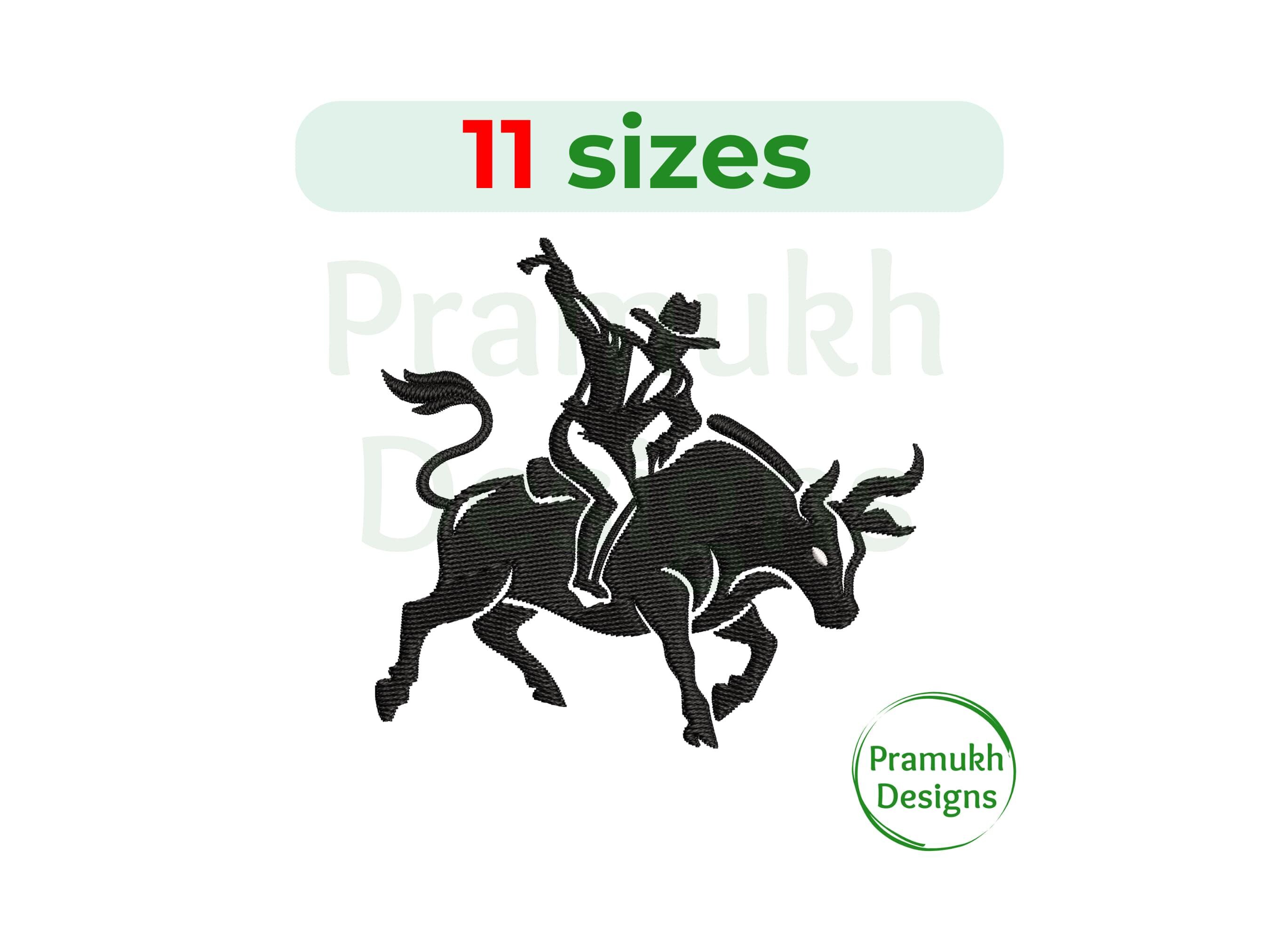 Bull Rider Embroidery Bull Rider Embroidery Design (2.5–7.5 Inch) – Mini Bull Rider ...