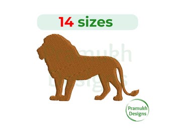Lion Embroidery Design (1–7.5 inch) – Mini Lion Silhouette, Safari Animal, Filled Stitch, Instant Download