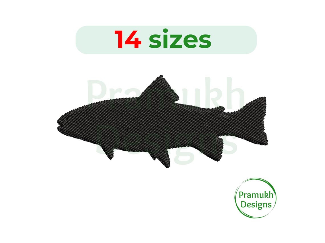 Mini Fish Machine Embroidery Design (1–7.5 Inch) – Fish Silhouette, Sea ...