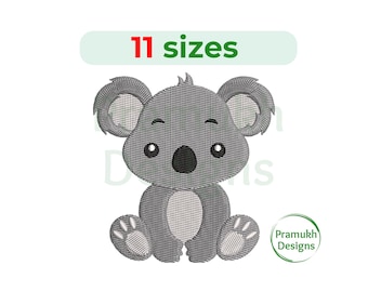 Koala Embroidery Design (2.5–7.5 inch) – Mini Koala Silhouette, Animal Design, Filled Stitch, Instant Download