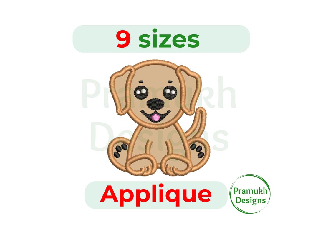 Puppy Labrador Applique Embroidery Design (3.5–7.5 Inch) – Cute Baby ...