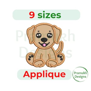 Disegno per ricamo a macchina con cucciolo di Labrador (3,5–7,5 pollici) – Simpatico cucciolo di Labrador, modello per ricamo a macchina, download immediato
