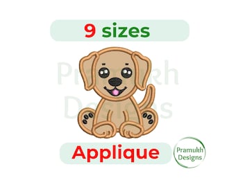 Puppy Labrador Applique Embroidery Design (3.5–7.5 inch) – Cute Baby Lab Dog, Machine Embroidery Pattern, Instant Download