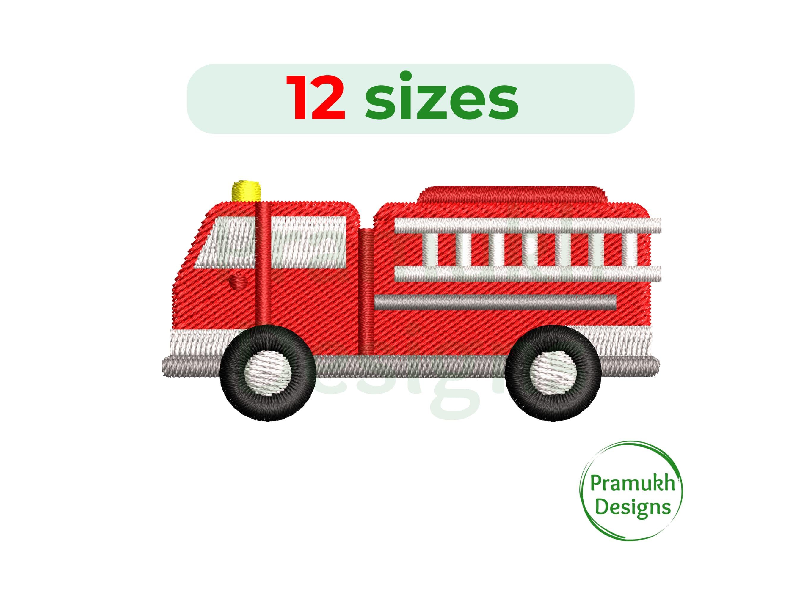 Aufnäher Feuerwehrwagen – Bestickt, Zum Aufbügeln Oder Aufnähen, 10,5x6,2cm