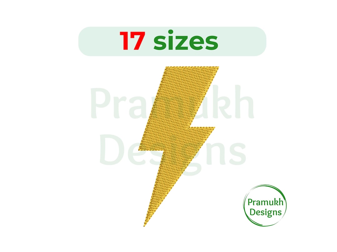 Lightning Bolt Embroidery Design (0.75–7.5 Inch) – Mini Flash, Bolt ...