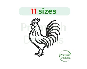 Rooster Outline Embroidery Design (2.5–7.5 inch) – Rooster outline embroidery, Machine Embroidery, Instant Download Digital File