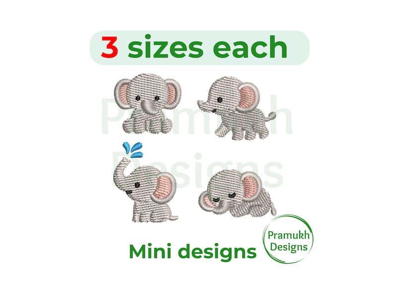 Mini Embiodery Set Baby Elephant Mini Embroidery Set – Basic Poses (1-2 Inch) – Machine ...