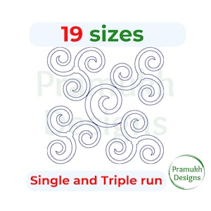 Swirl Quilt Block Machine Embroidery Design. Edge to edge quilting embroidery design. Swirl  quilting embroidery.