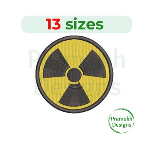 Broderidesign med radioaktiva symboler (1,5–7,5 tum) – Mini-silhuett med radioaktiva symboler, digital fil att ladda ner direkt