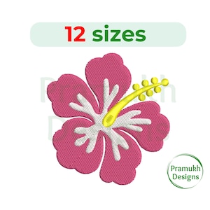 Hibiscus Machine Embroidery Design (2–7.5 inch) – Mini Hibiscus, Flower Silhouette, Filled Stitch, Floral Embroidery, Digital File