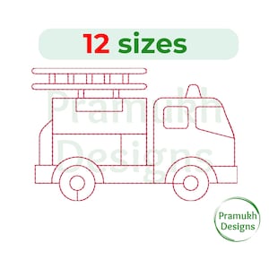 Fire Truck embroidery design. Mini Fire Truck. Fire Truck bean stich. Fire Truck outline design. Firefighting embroidery.