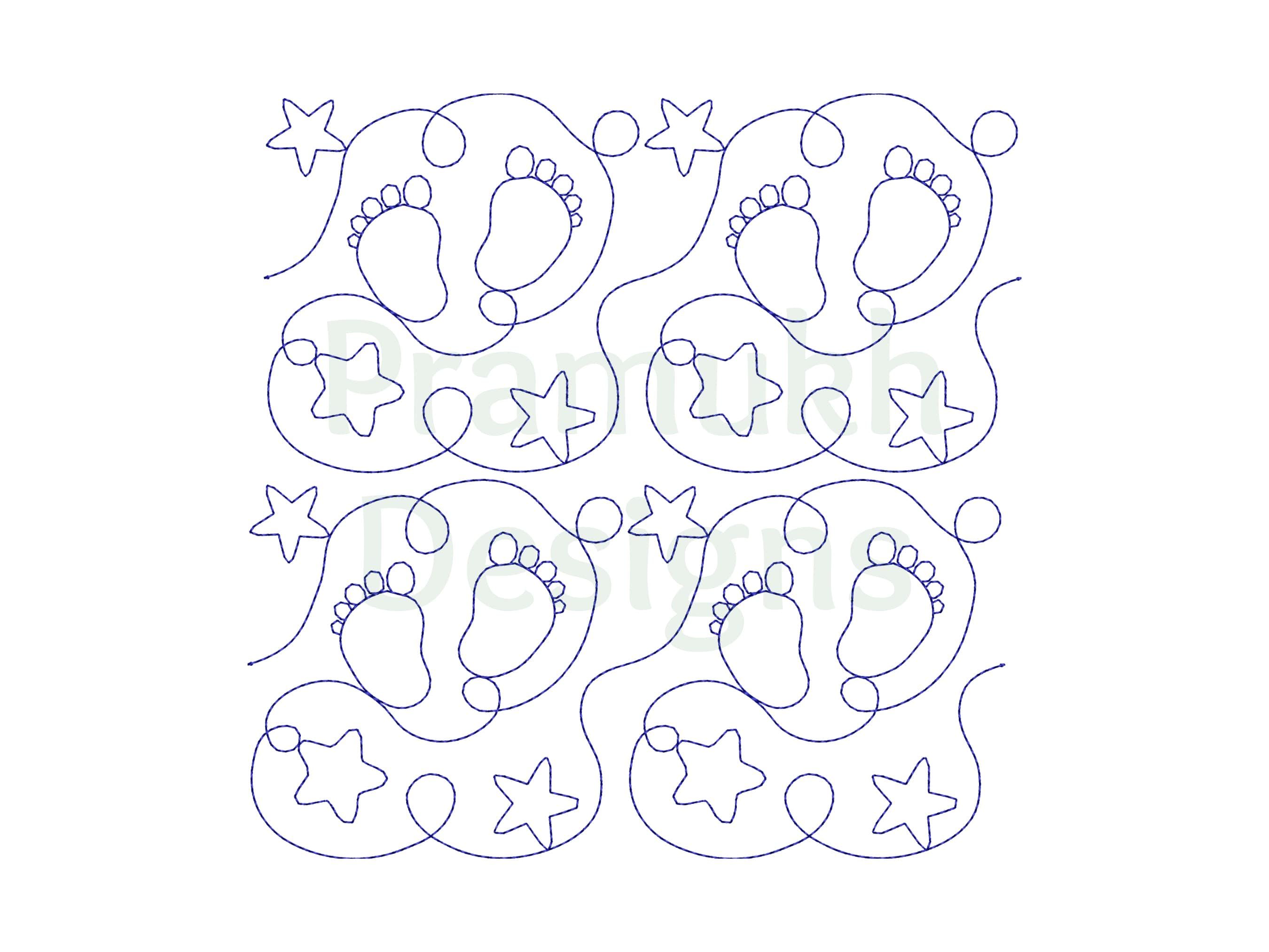 Baby Footprint End to End Quilting Embroidery Design | Edge to Edge ...
