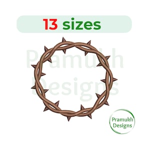 crown of thorns embroidery design (1.5–7.5 inch) – Machine Embroidery, Instant Download Digital File