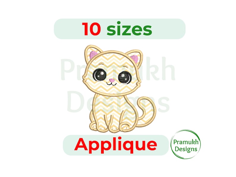 Cat Applique Embroidery Design (3–7.5 Inch) – Machine Embroidery ...